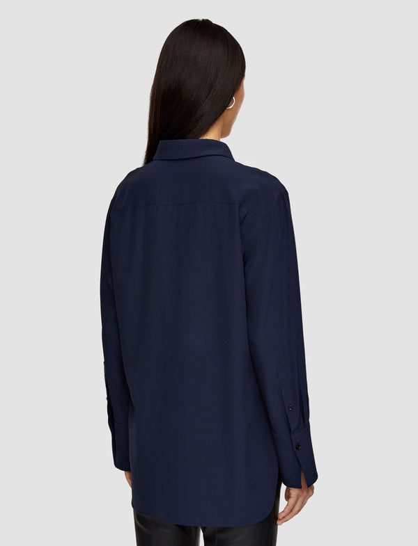 Joseph Joe Silk Crepe De Chine Blouse Navy