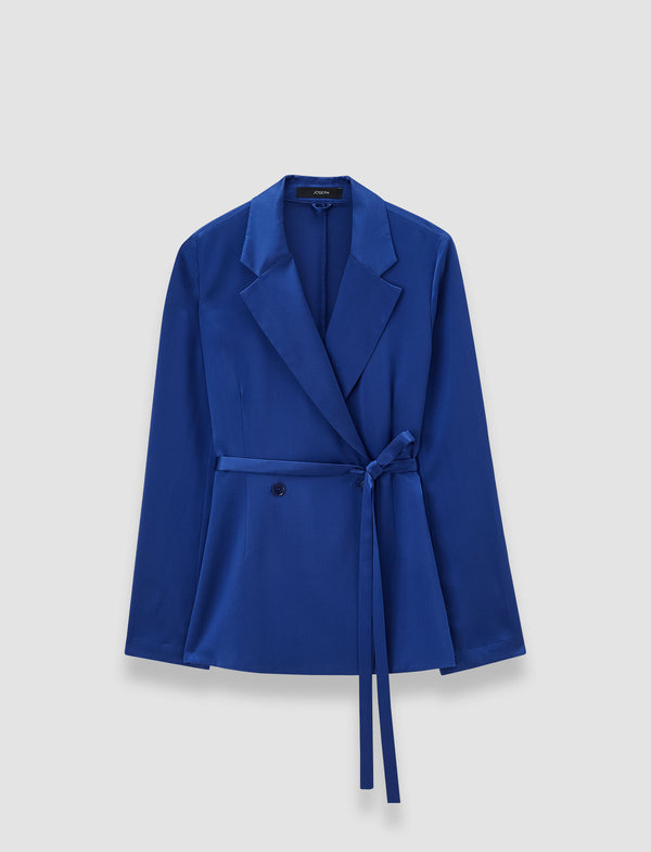joseph Joubert Silk Satin Jacket Cobalt