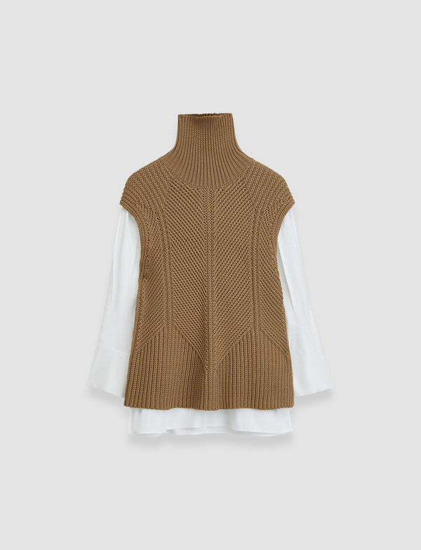 joseph Knit Vest Shirt Set Oak/White