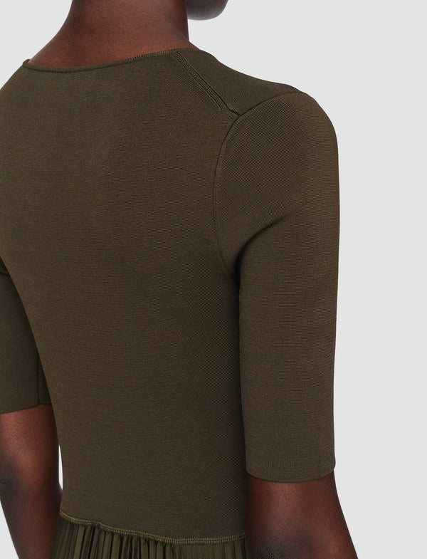 Joseph Knit Weave Plissé Darno Dress Hass Avocado