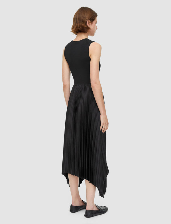 Joseph Knit Weave Plissé Dera Dress Black