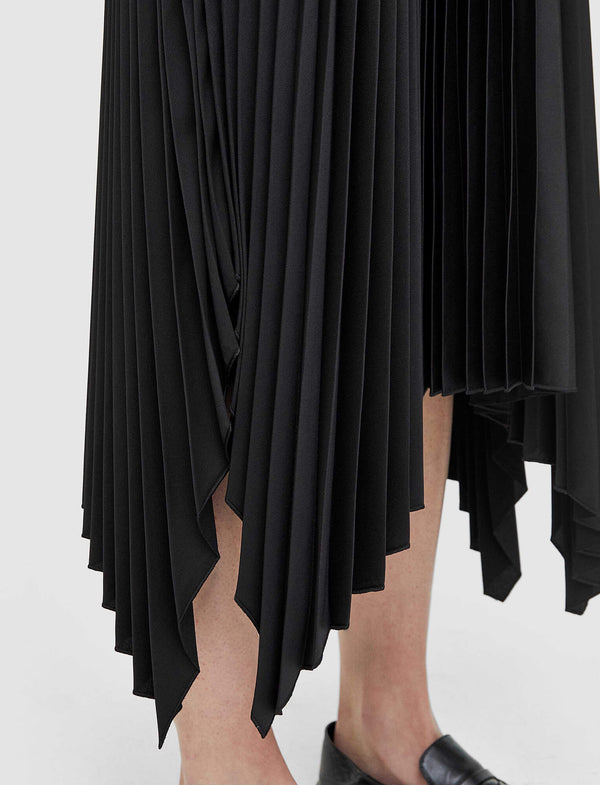 Joseph Knit Weave Plissé Dera Dress Black