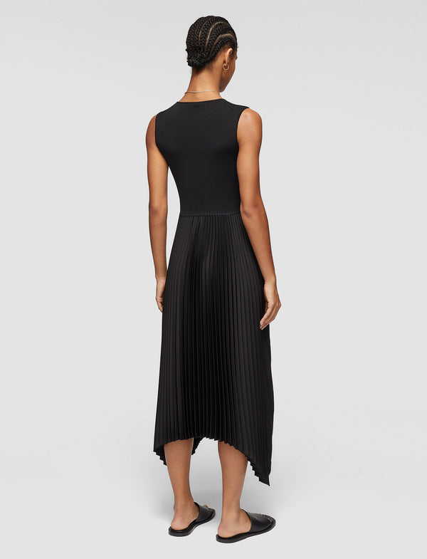 Joseph Knit Weave Plissé Dera Dress Black