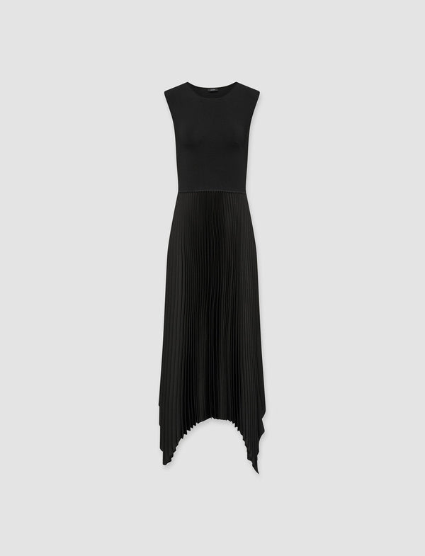 joseph Knit Weave Plissé Dera Dress Black