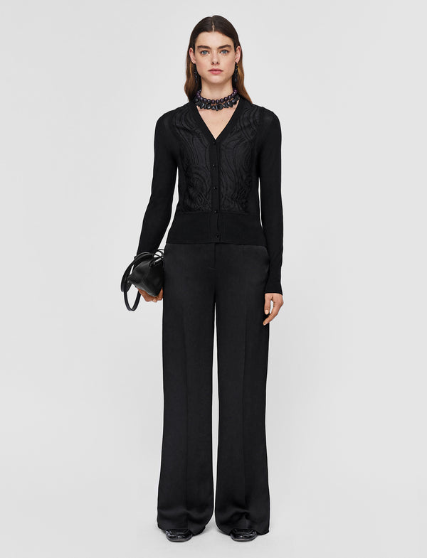 Joseph Lace Knit Cardigan Black