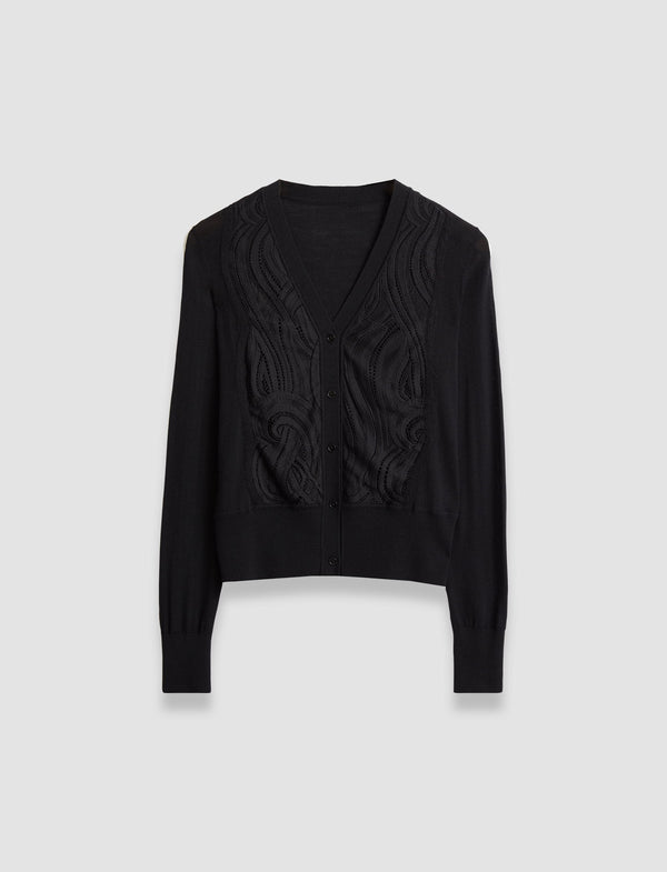 joseph Lace Knit Cardigan Black