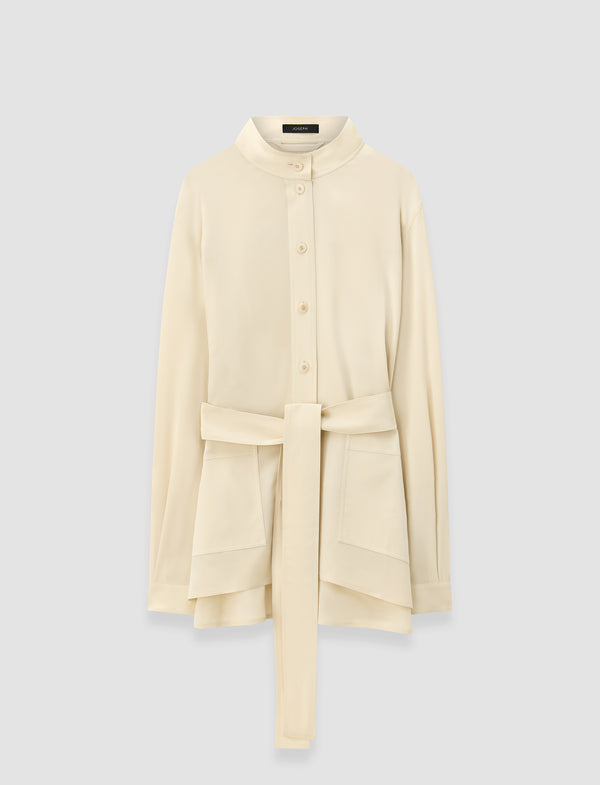 joseph Lamy Crepe de Soie Silk Jacket Affogato