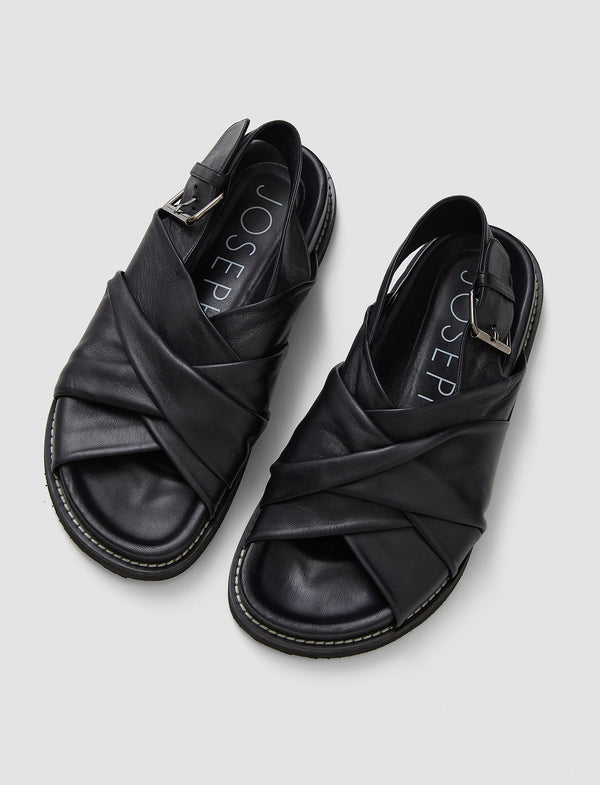Joseph Leather Jazzy Strap Sandals Black