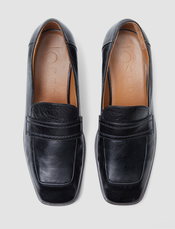 Joseph Leather Penny Loafers Black