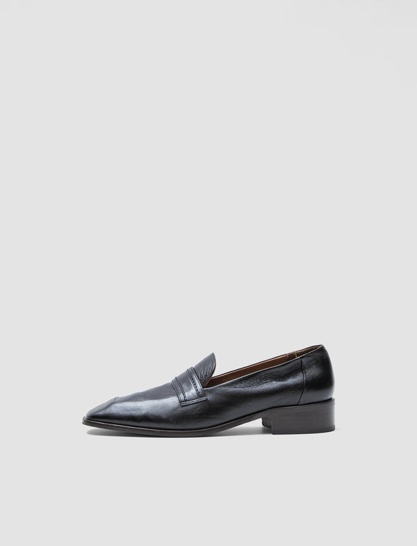 joseph Leather Penny Loafers Black