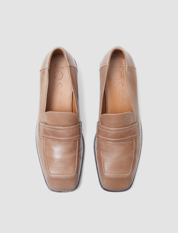 Joseph Leather Penny Loafers Mushroom