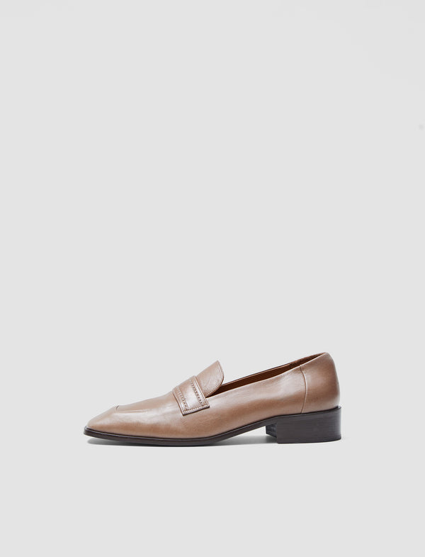 joseph Leather Penny Loafers Mushroom