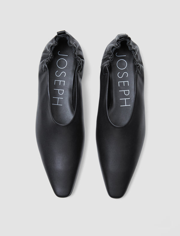 Joseph Leather Pointy Ballerina Shoes Black