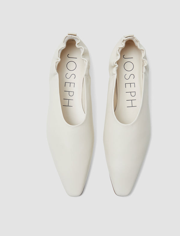 Joseph Leather Pointy Ballerina Shoes Quail