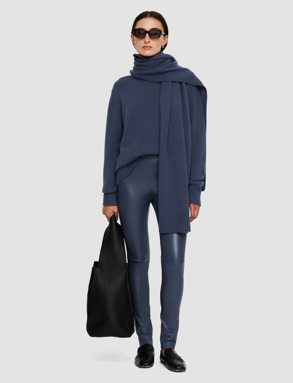 Joseph Leather Stretch Leggings Harbour