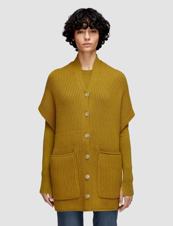 Joseph Light Cardigan Stitch Button Scarf Amber