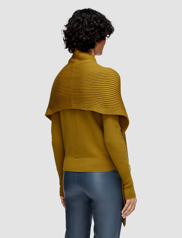 Joseph Light Cardigan Stitch Button Scarf Amber