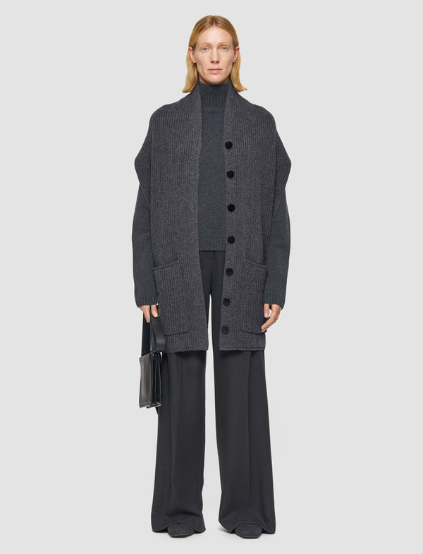 Joseph Light Cardigan Stitch Button Scarf Smoke