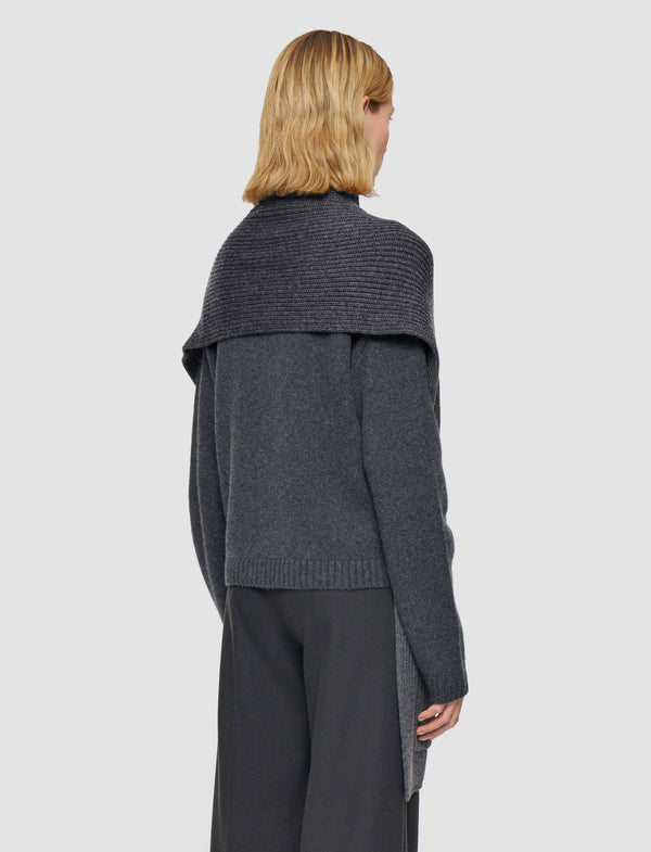 Joseph Light Cardigan Stitch Button Scarf Smoke