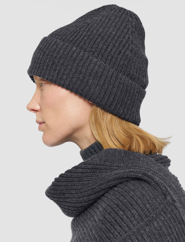 Joseph Light Cardigan Stitch Hat Smoke