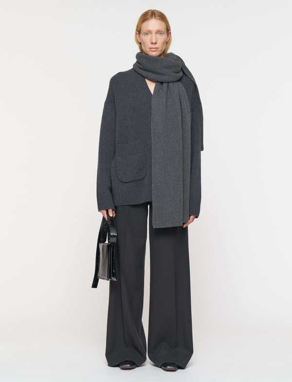 Joseph Light Cardigan Stitch Scarf Smoke