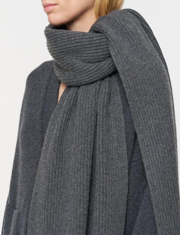 Joseph Light Cardigan Stitch Scarf Smoke