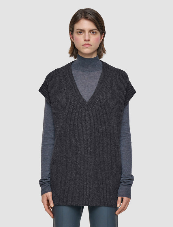 Joseph Light Cardigan Stitch Vest Smoke