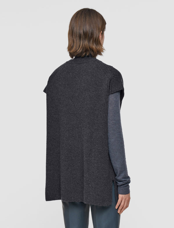 Joseph Light Cardigan Stitch Vest Smoke