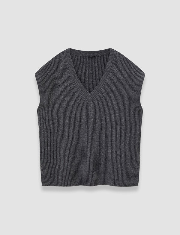 joseph Light Cardigan Stitch Vest Smoke