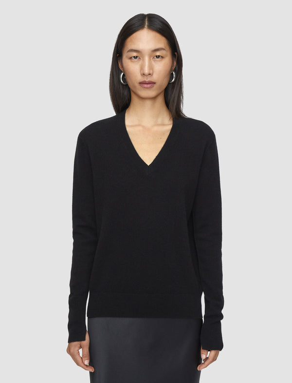 Joseph Light Pure Cashmere V Neck Jumper Black