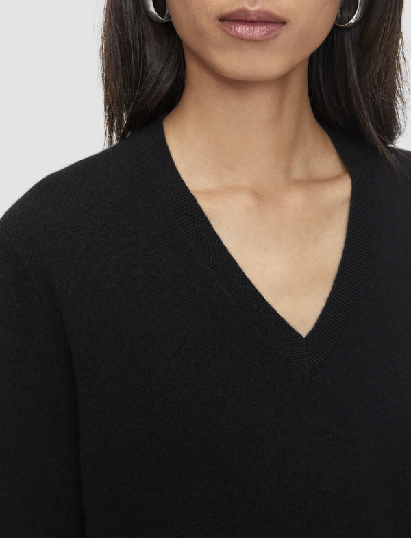 Joseph Light Pure Cashmere V Neck Jumper Black