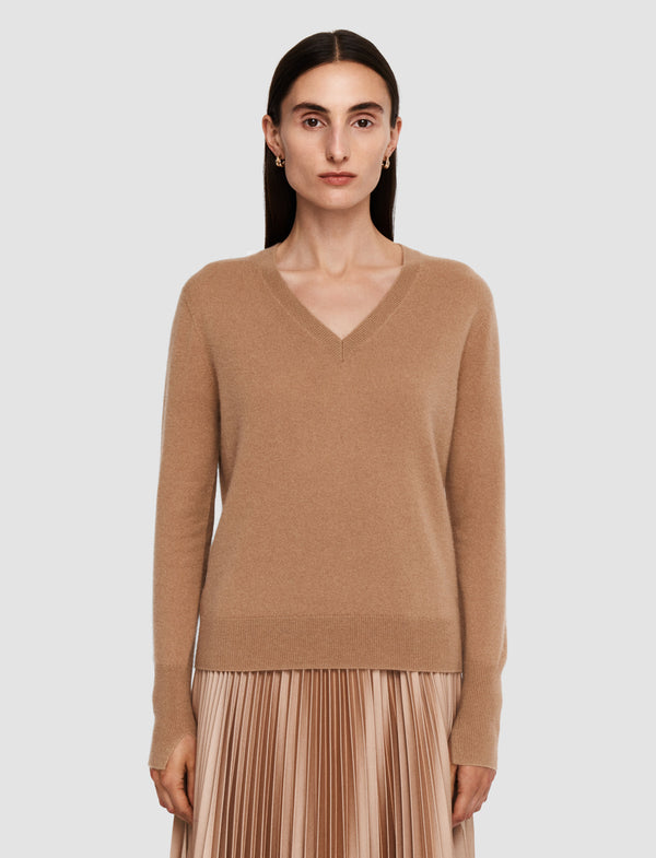 Joseph Light Pure Cashmere V Neck Jumper Blusher