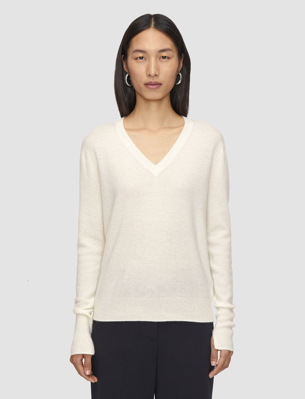 Joseph Light Pure Cashmere V Neck Jumper Ivory