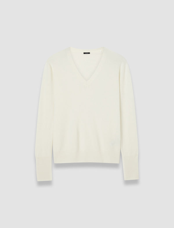 joseph Light Pure Cashmere V Neck Jumper Ivory