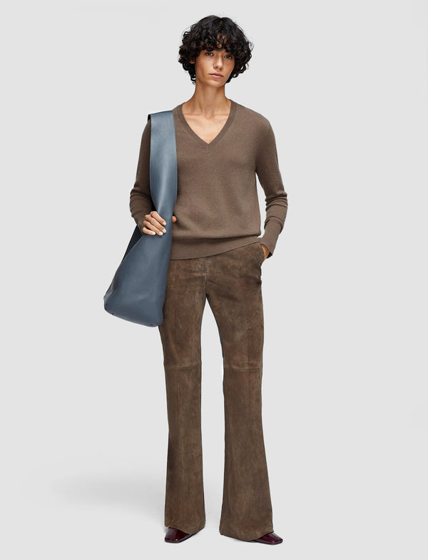 Joseph Light Pure Cashmere V Neck Jumper Mushroom
