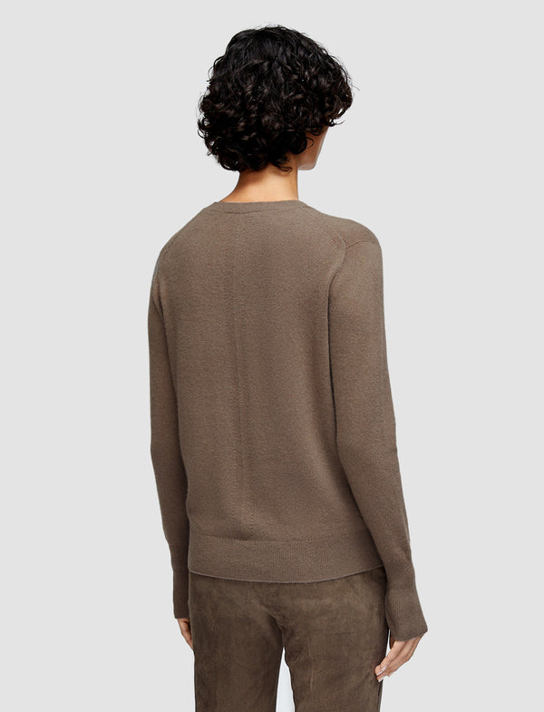 Joseph Light Pure Cashmere V Neck Jumper Mushroom
