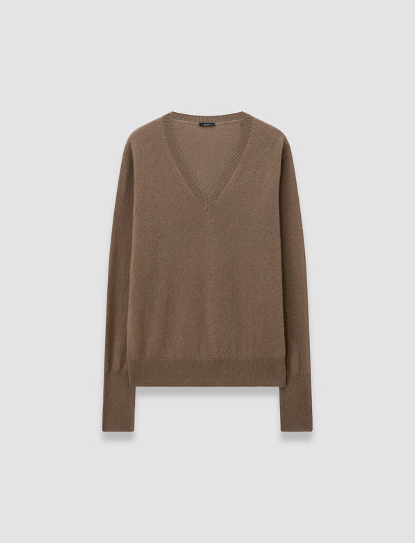 joseph Light Pure Cashmere V Neck Jumper Mushroom