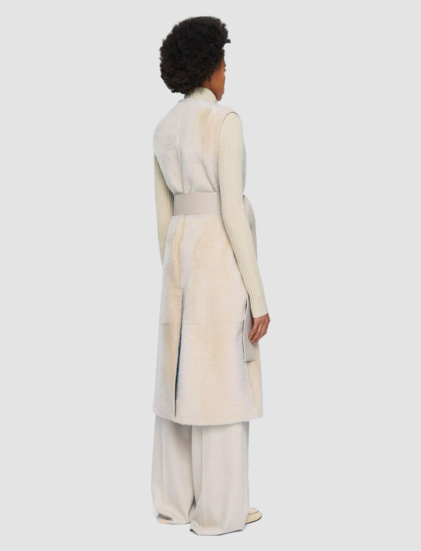 Joseph Light Shearling Cresson Long Gilet Ivory