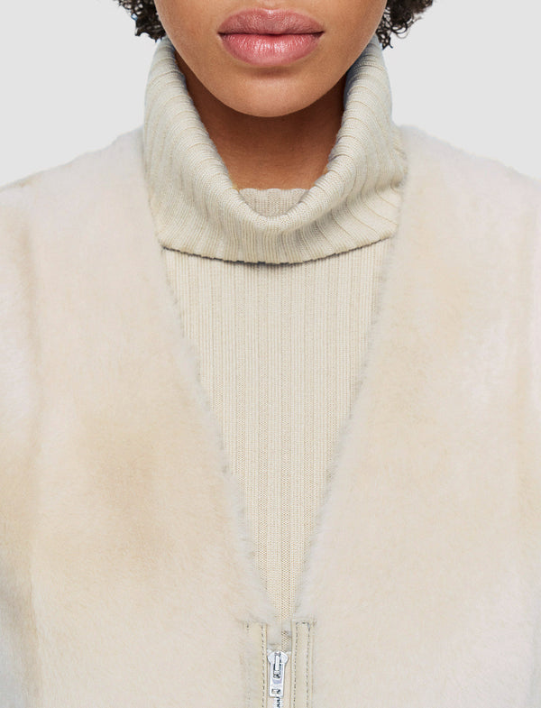 Joseph Light Shearling Cresson Long Gilet Ivory
