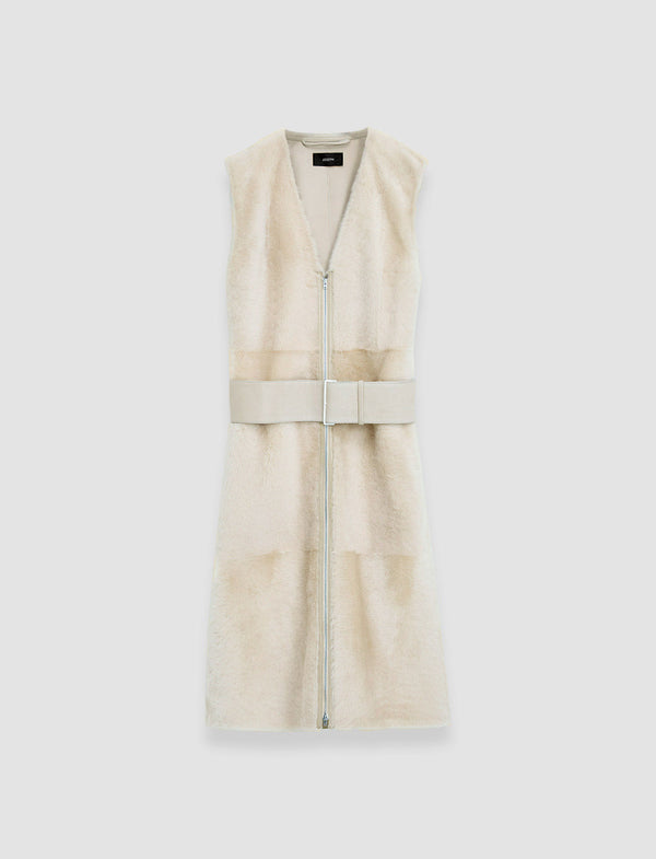 joseph Light Shearling Cresson Long Gilet Ivory