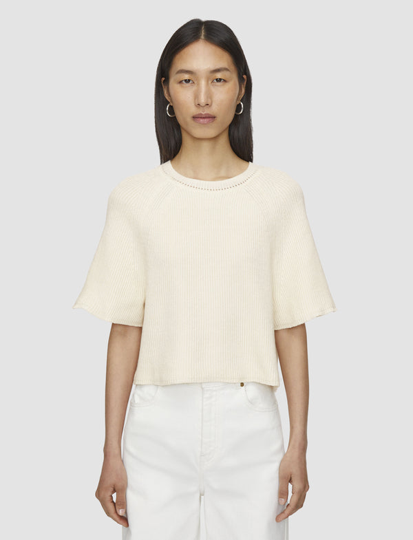 Joseph Linen Blend Knit Top Ivory