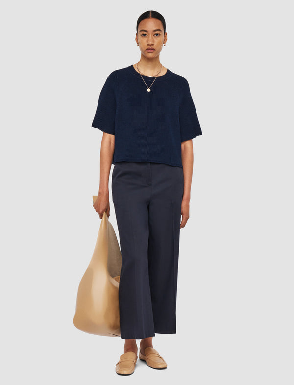Joseph Linen Blend Knit Top Navy