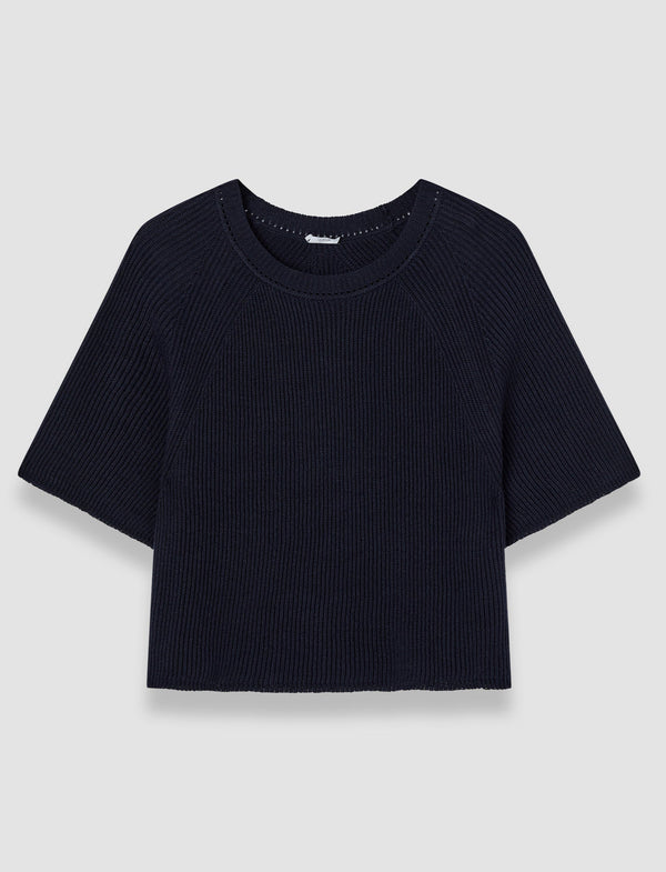 joseph Linen Blend Knit Top Navy