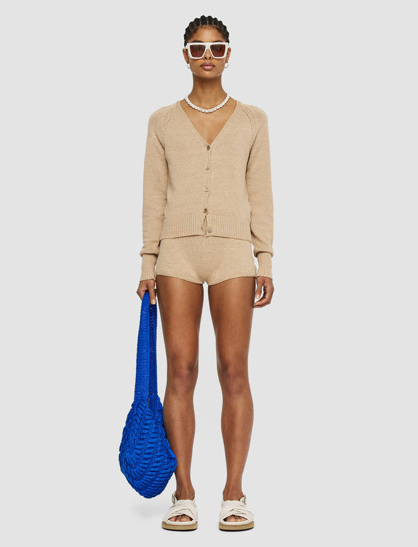 Joseph Linen Blend Knitted Cardigan Sesame