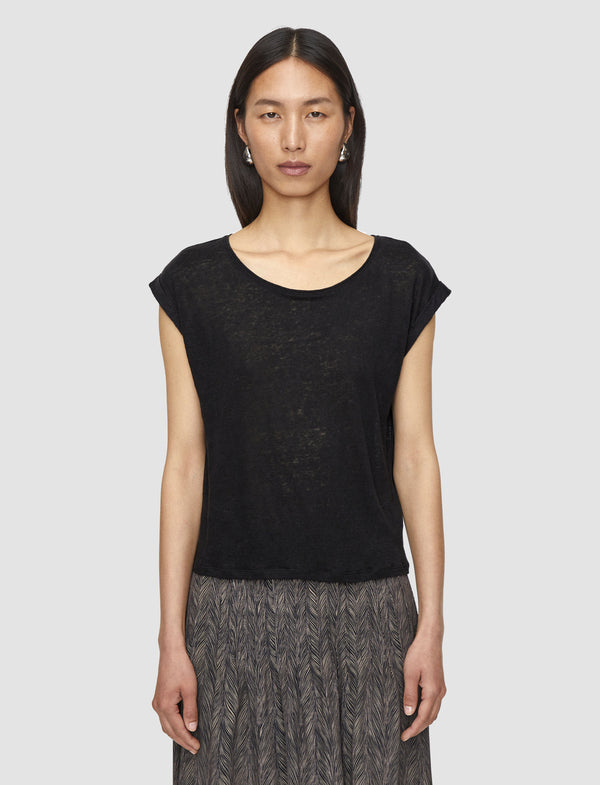 Joseph Linen Jersey Top Black