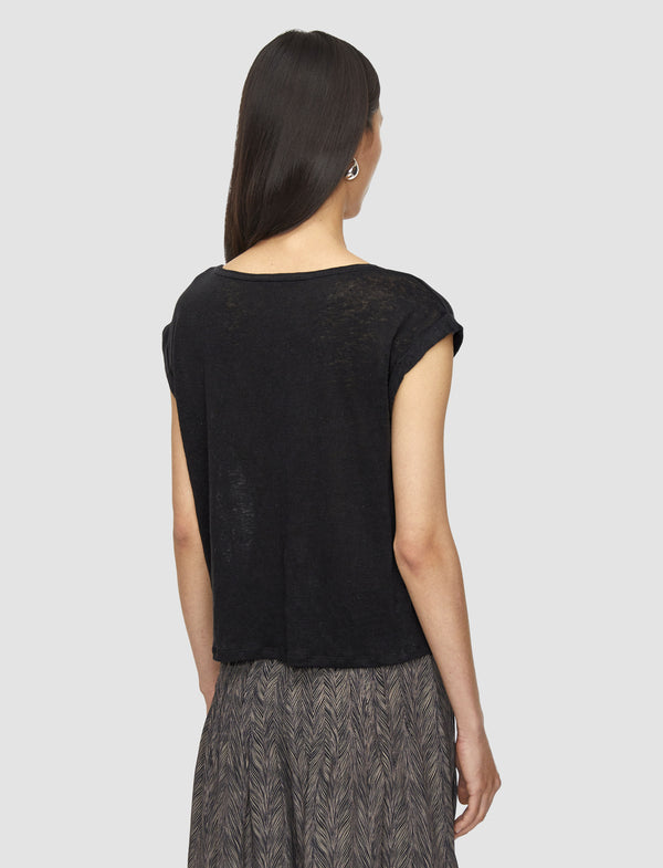 Joseph Linen Jersey Top Black