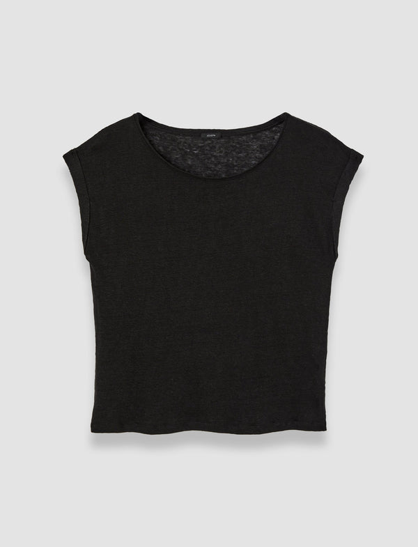 joseph Linen Jersey Top Black
