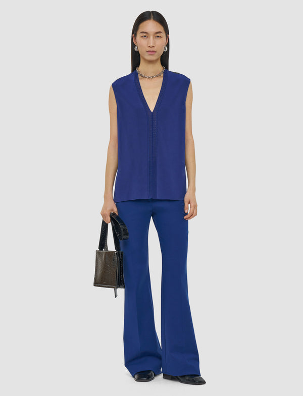 Joseph Louis Crepe De Soie Silk Blouse Cobalt