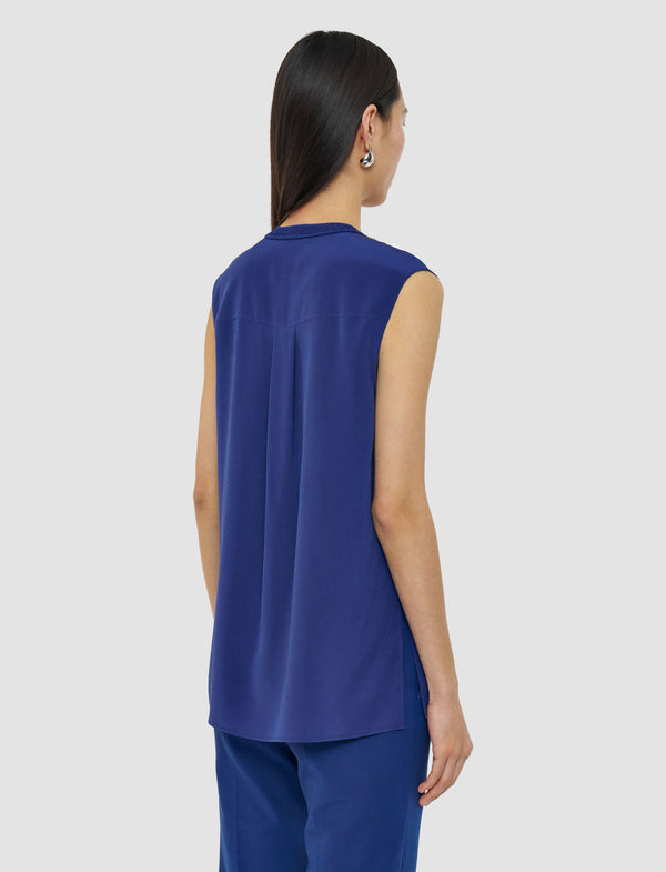 Joseph Louis Crepe De Soie Silk Blouse Cobalt
