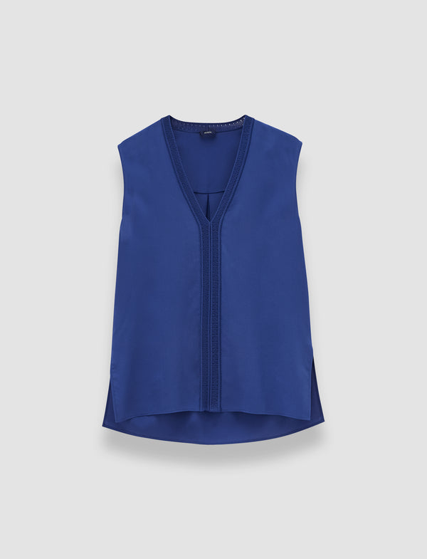 joseph Louis Crepe de Soie Silk Blouse Cobalt